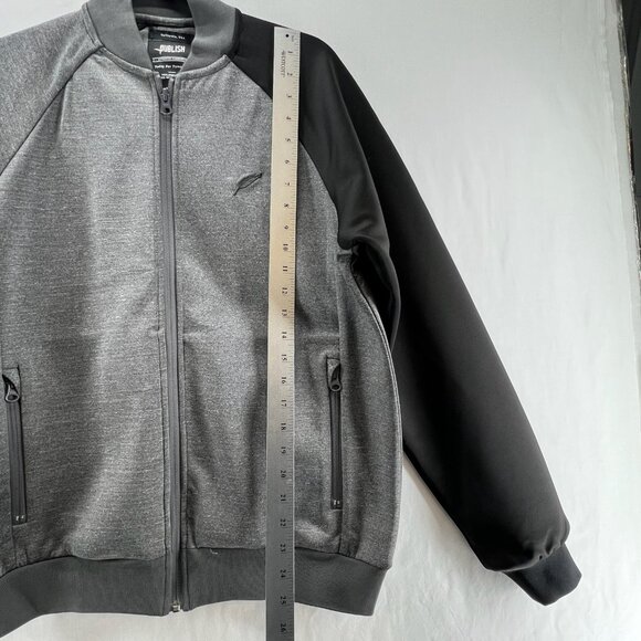 Publish Track Jacket Men M Full Zip Ribbed Trim Zip Pocket Colorblock Gray Black - Picture 10 of 12